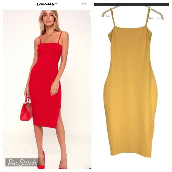 Lulus Dresses & Skirts - LULUS Paulina Bodycon Strappy Stretchy Dress Lined Zipper back  xsmall yellow